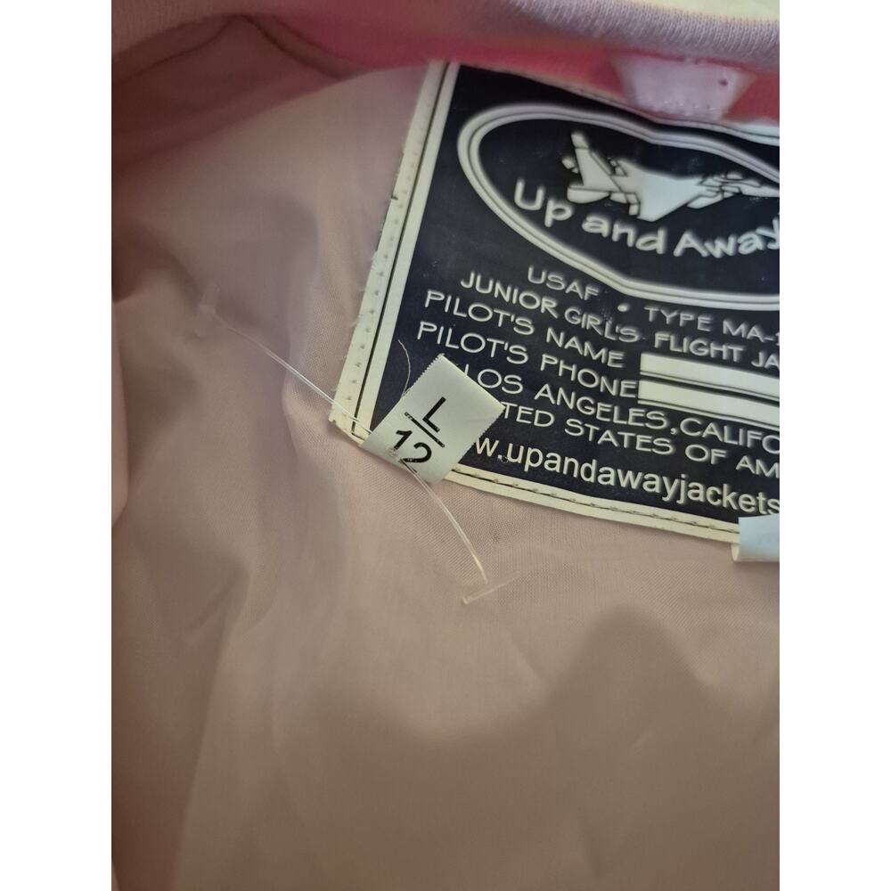 ๐ฅ Up and Away USAF MA-1 Flight Jacket (Youth Size: Large / 12) Girl's Pink Z2 - Picture 8 of 8